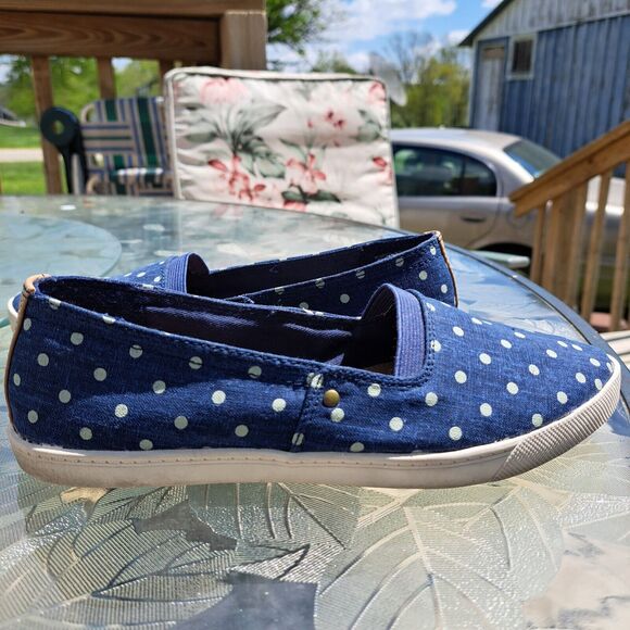 BASS SUSIE SLIP ON BOAT SHOES WOMENS SIZE 6.5M BLUE WHITE POLKA DOT SHOE LOAFER - Picture 5 of 8